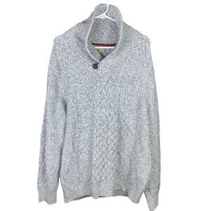 Wind River Men’s Large Stone Heather Gray Shawl Collar Cozy Cable Knit Sweater